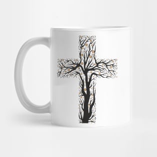 Christian Cross Tree Sticker Mug